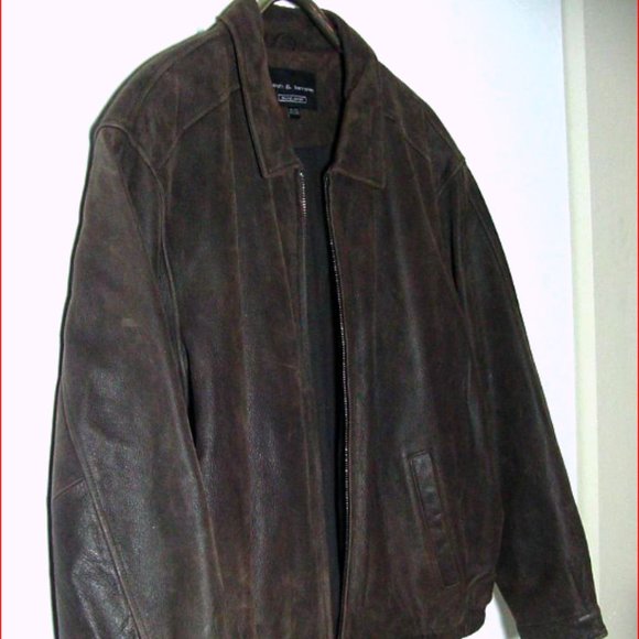 Vtg Croft & Barrow Brown Leather Moto Bomber Jacket Sz 2XL /3XL